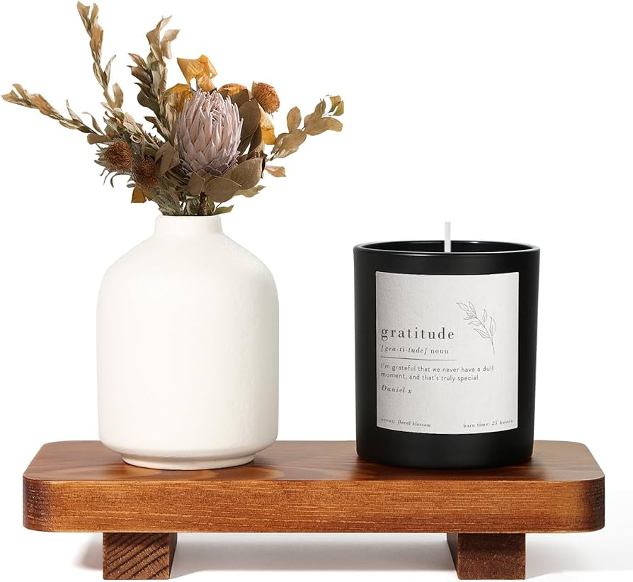 Small Wood Tray Pedestal Stand Farmhouse Bathroom Decor Decorative Wooden Riser Kitchen Soap Dish... | Amazon (US)