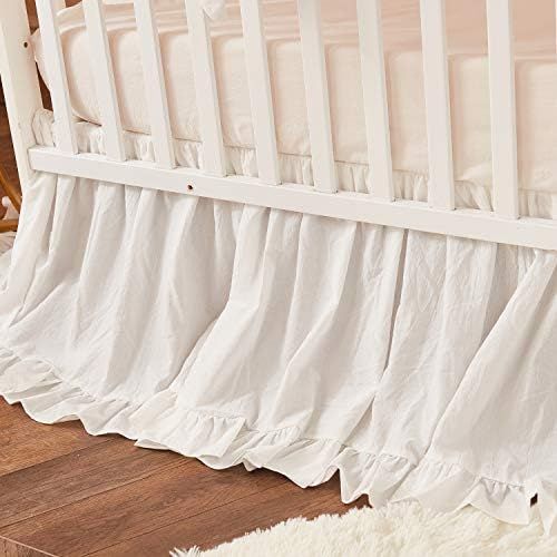 Brandream Boho Bohemian Girl Baby Nursery Crib Bed Skirt Dust Ruffle - Neutral Solid Color Beige Cre | Amazon (US)