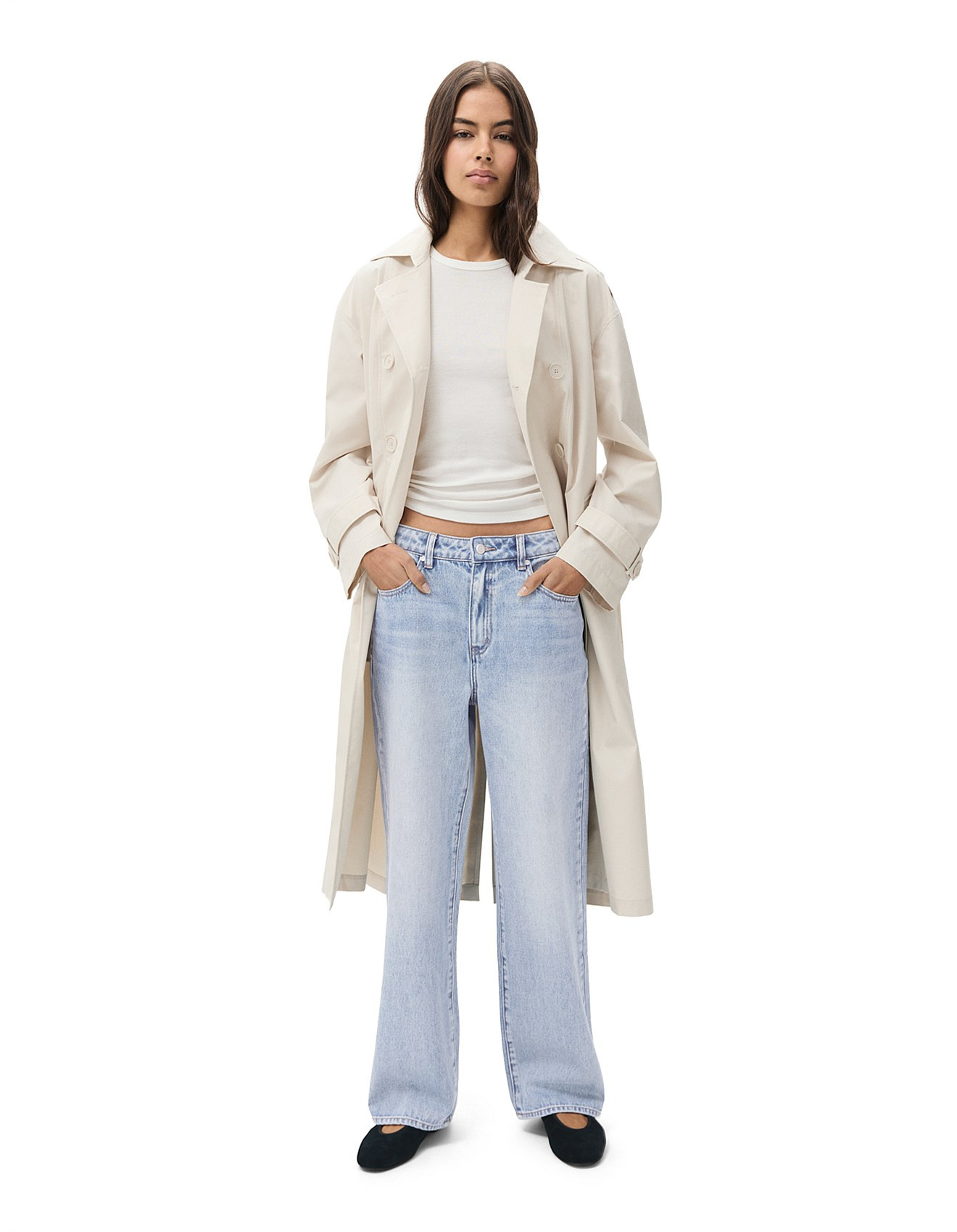 Unison Relaxed Straight Mid Rise Cotton Jeans | David Jones | David Jones (Australia & New Zealand)