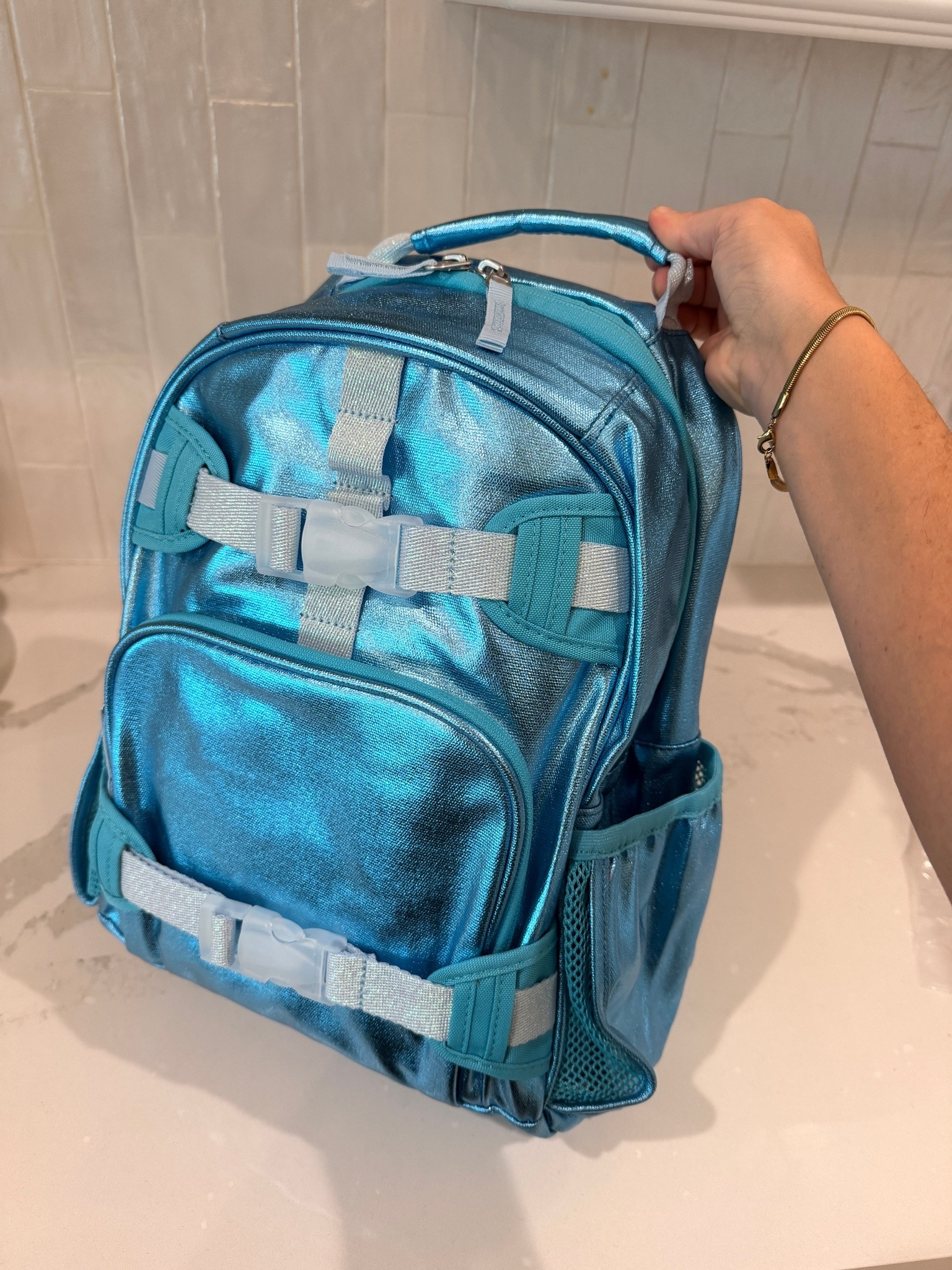 Toddler pottery barn back pack on sale! I got this one for $45 which is such a deal for the quality! Love this metallic 😍 #potterybarn @potterybarnkids 
kids backpack, back to school supplies #backpack

#LTKKids #LTKSaleAlert