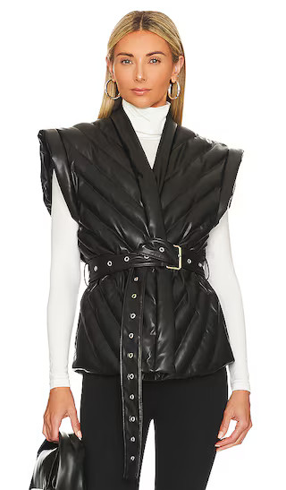 Vegan Leather Puffer Vest in Under The Radar | Revolve Clothing (Global)