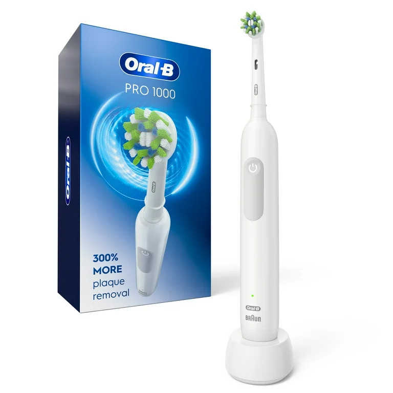Oral-B Pro 1000 Rechargeable Electric Toothbrush, White, 1 Count, Adults and Children 3+ | Walmart (US)