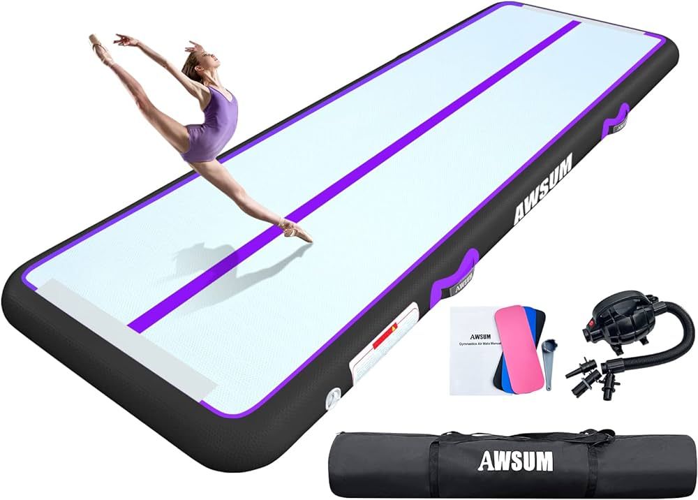 AWSUM Inflatable Air Gymnastics Mat 10ft/13ft/16ft/20ft/23ft Training mat 4/8 inches Thick tumbli... | Amazon (US)