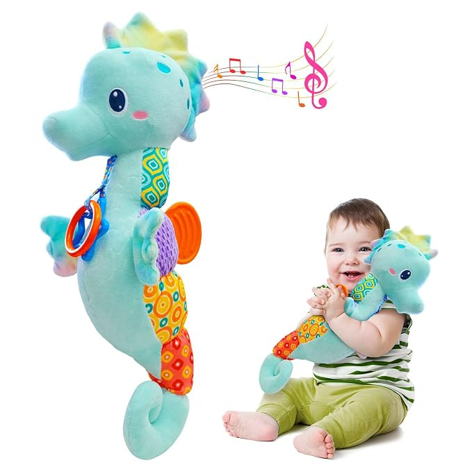 Baby Toys 0-6 Months,Infant Musical Stuffed Animals Soft Toy with Bright Colors,Crinkle Sound Pap... | Amazon (US)