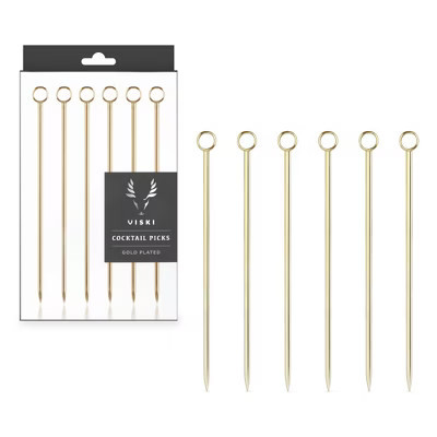 Viski Gold Cocktail Picks - Heavy Duty Toothpicks Stainless Steel Metal Drink Skewers Barware Accessories, 4.25″ | Target