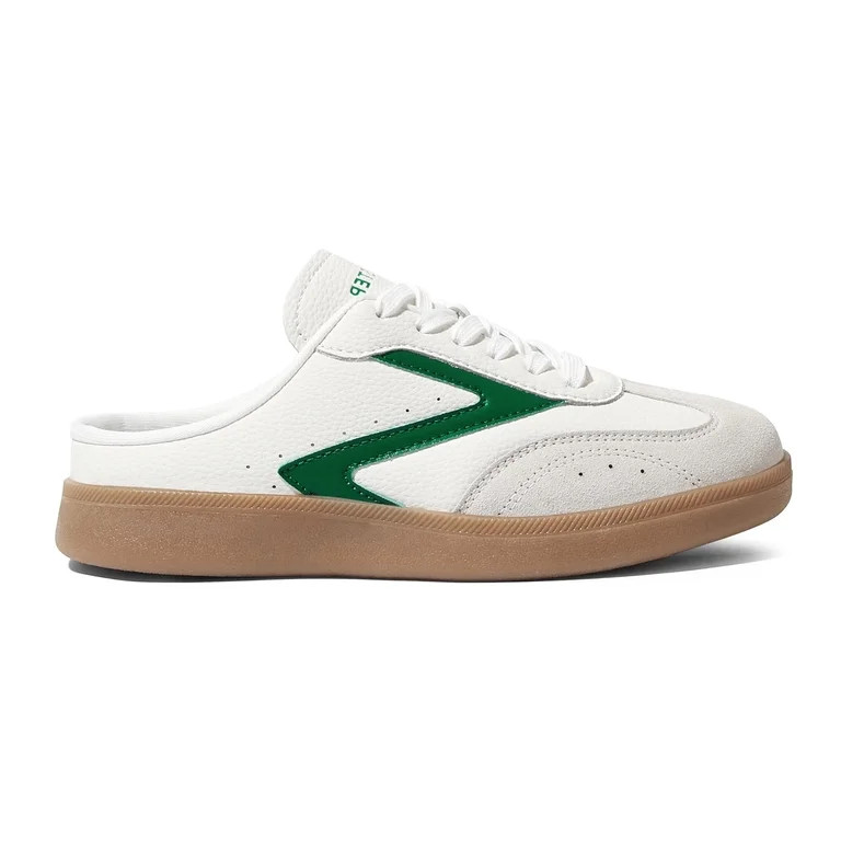 LUCKY STEP Comfort Mules Fashion Backless Slip On Sneakers Retro Casual Shoes,White/Green,Womens | Walmart (US)