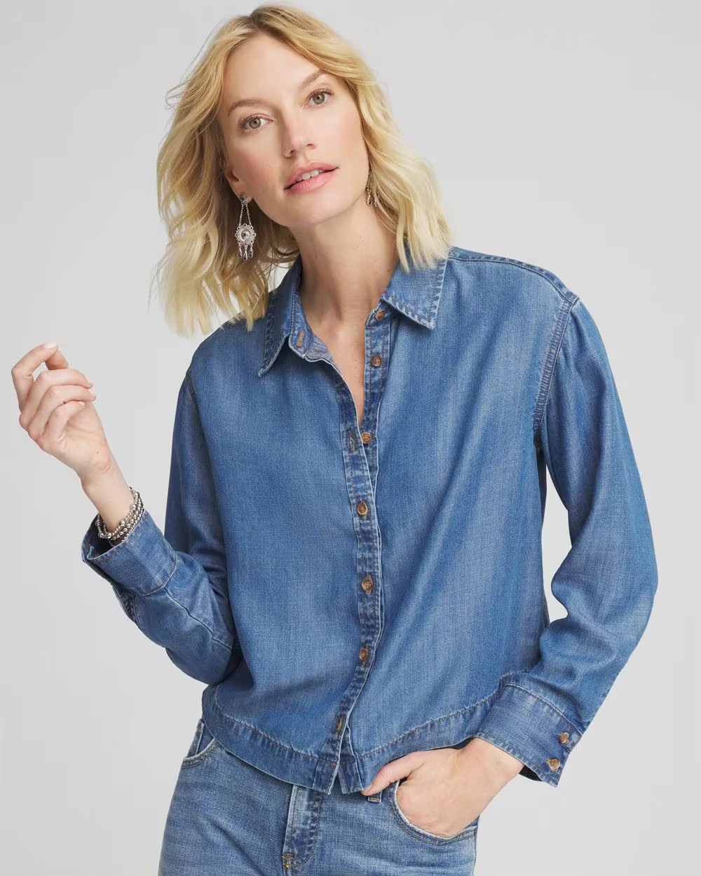 Tencel™ Cropped Denim Shirt | Chico's