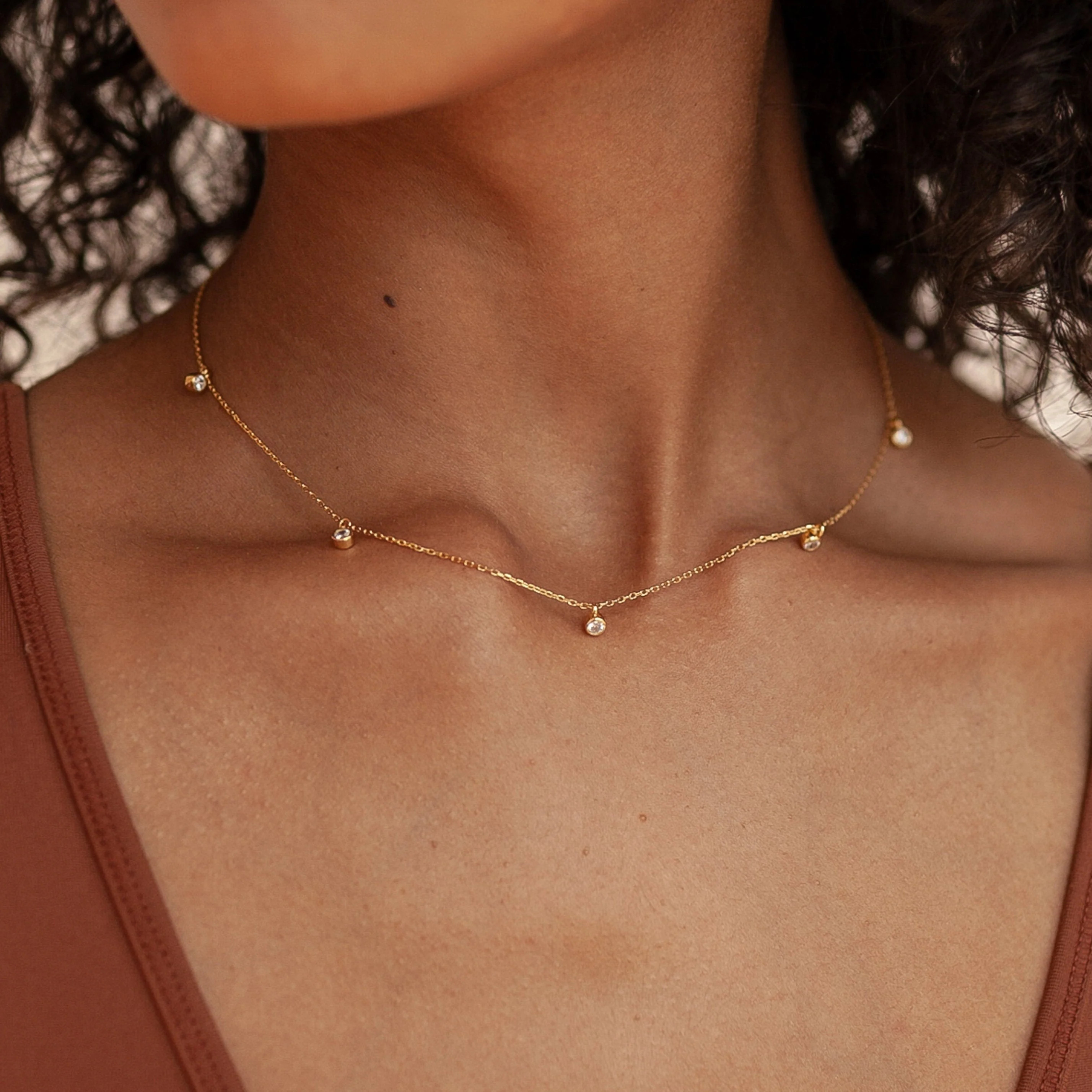 Diamond Station Necklace | Caitlyn Minimalist