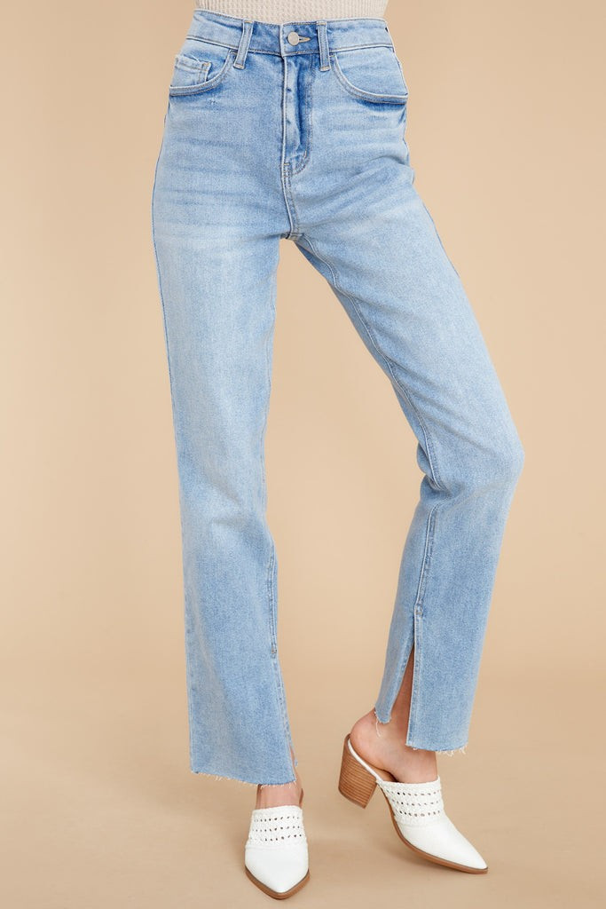 Sweet Affection Light Wash Straight Jeans | Red Dress 