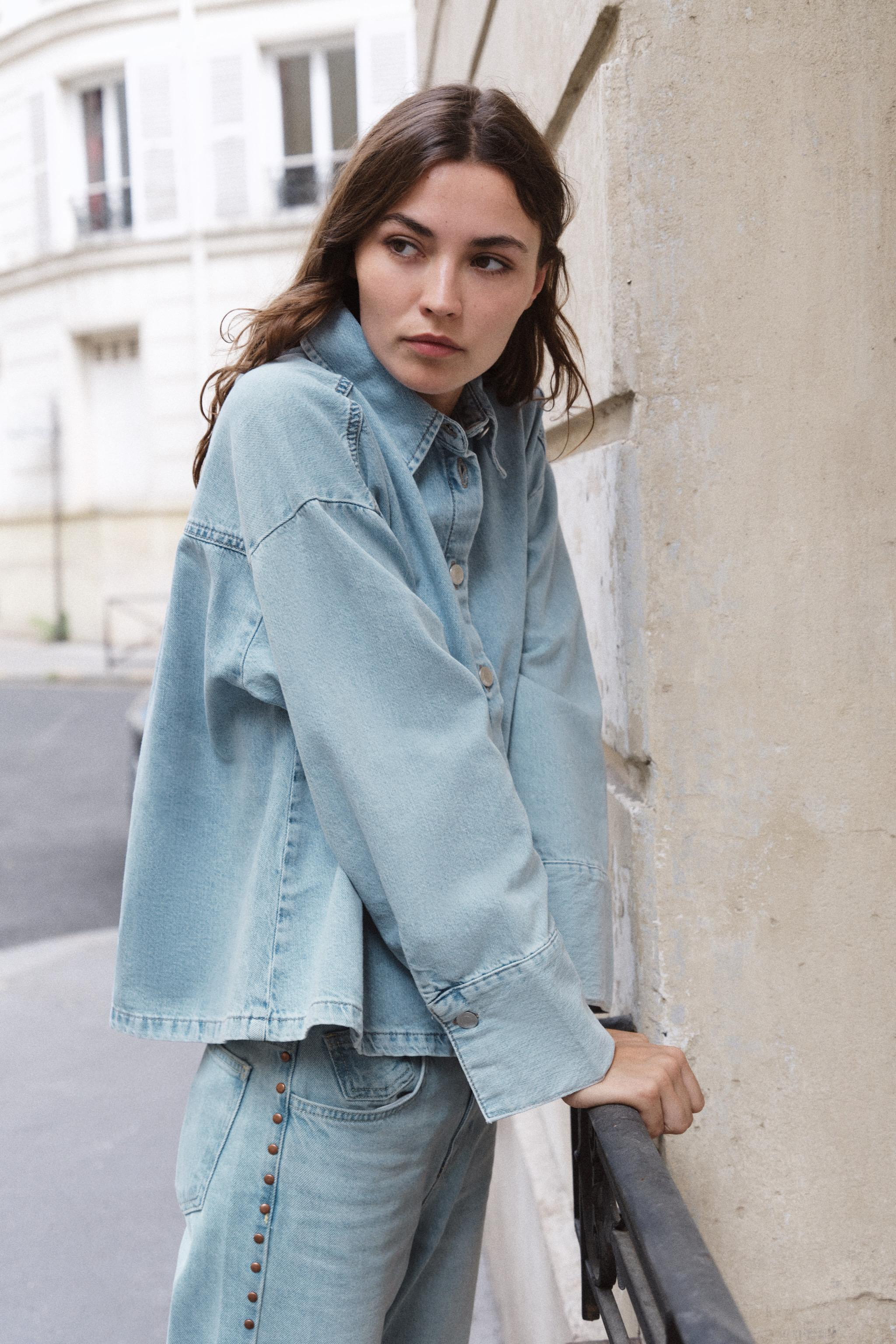 Shirt with a lapel collar and long sleeves. Front closure with metal buttons. | Zara US