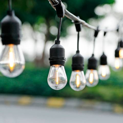 24-Light 48' Black S14 Outdoor LED String Light Set | Lamps Plus