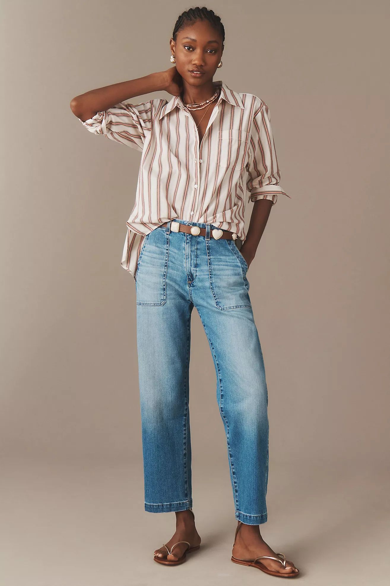 AG Analeigh Utility High-Rise Straight-Leg Jeans | Anthropologie (US)