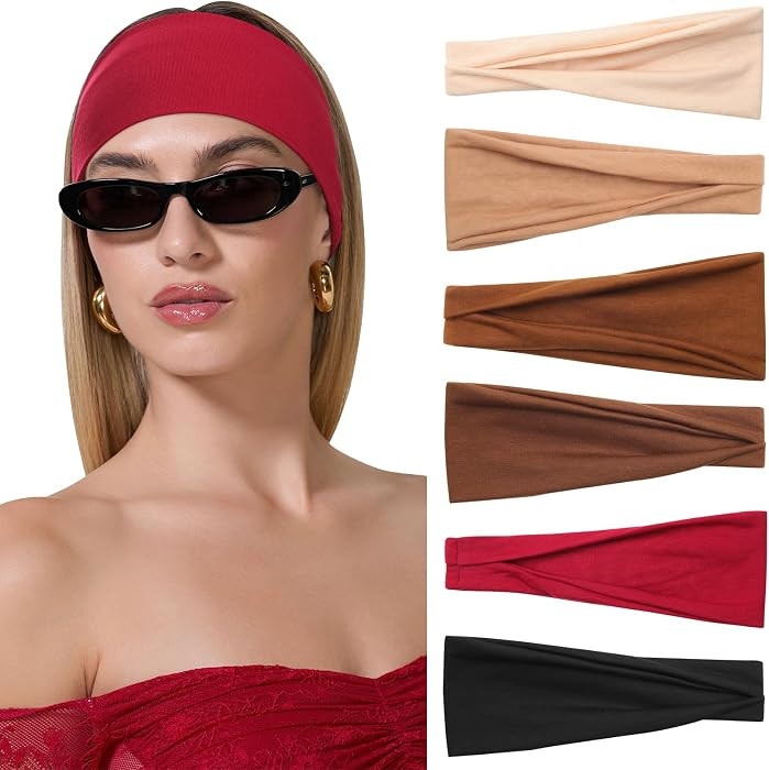6 Pack Wide Headbands for Women, Non Slip Stretchy Yoga Workout Head Bands, Trendy Everyday Fashi... | Amazon (US)