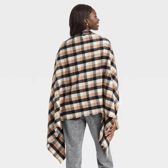 Women's Plaid Wrap Jacket - A New Day™ Brown One Size | Target