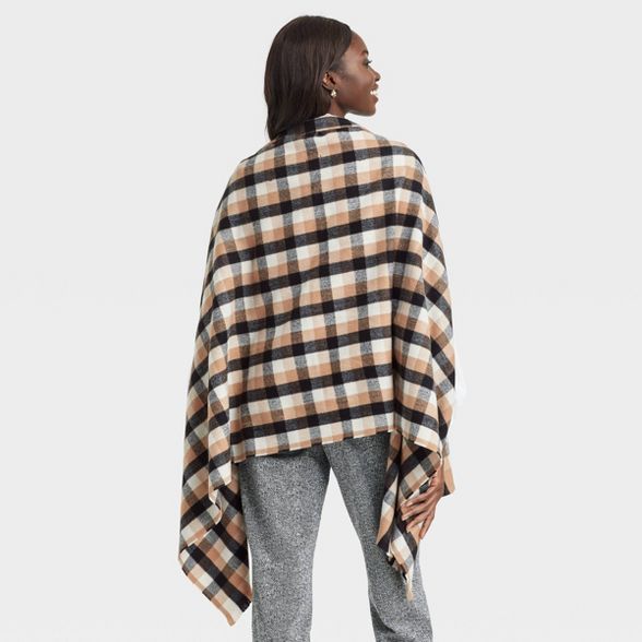 Women&#39;s Plaid Wrap Jacket - A New Day&#8482; Brown One Size | Target