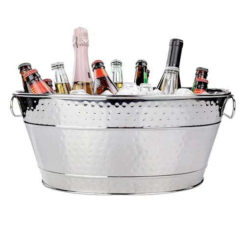 BREKX Stainless Steel Beverage Tub, 15 Quarts (4 Gallon), Rust-Proof, Oval, Multi-Use, Champagne Bucket for Mimosa Bar Supplies, Wine Cooler Bucket, Built for Years of Celebrations | Amazon (US)