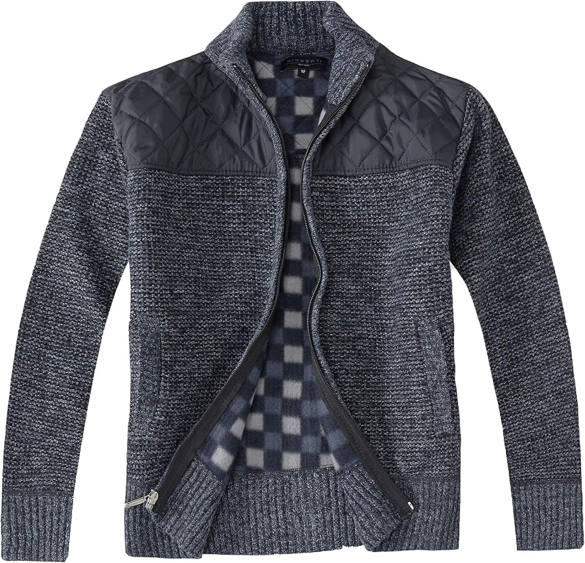 Gioberti Boy's Knitted Full Zip Cardigan Sweater with Soft Brushed Flannel Lining | Amazon (US)