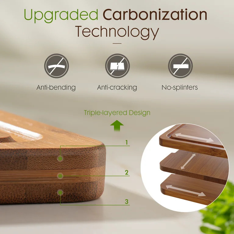 Astercook 4-Pieces Wood Cutting Board, Bamboo Chopping Board for Kitchen with Holder, Cutting Boa... | Walmart (US)