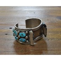 Southwestern Vintage Sterling Silver Turquoise Cuff Bracelet | Etsy (US)