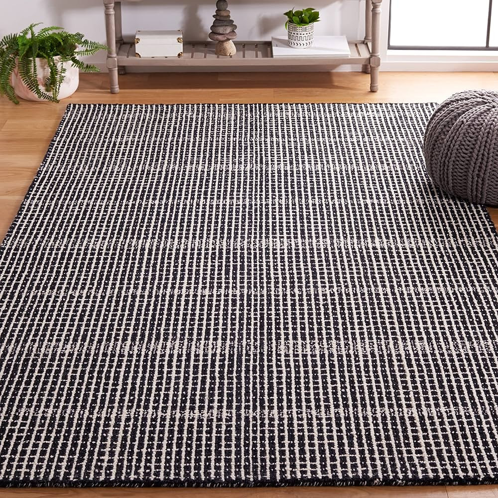 SAFAVIEH Abstract Collection Area Rug - 8' x 10', Black & Ivory, Handmade Wool, Ideal for High Tr... | Amazon (US)