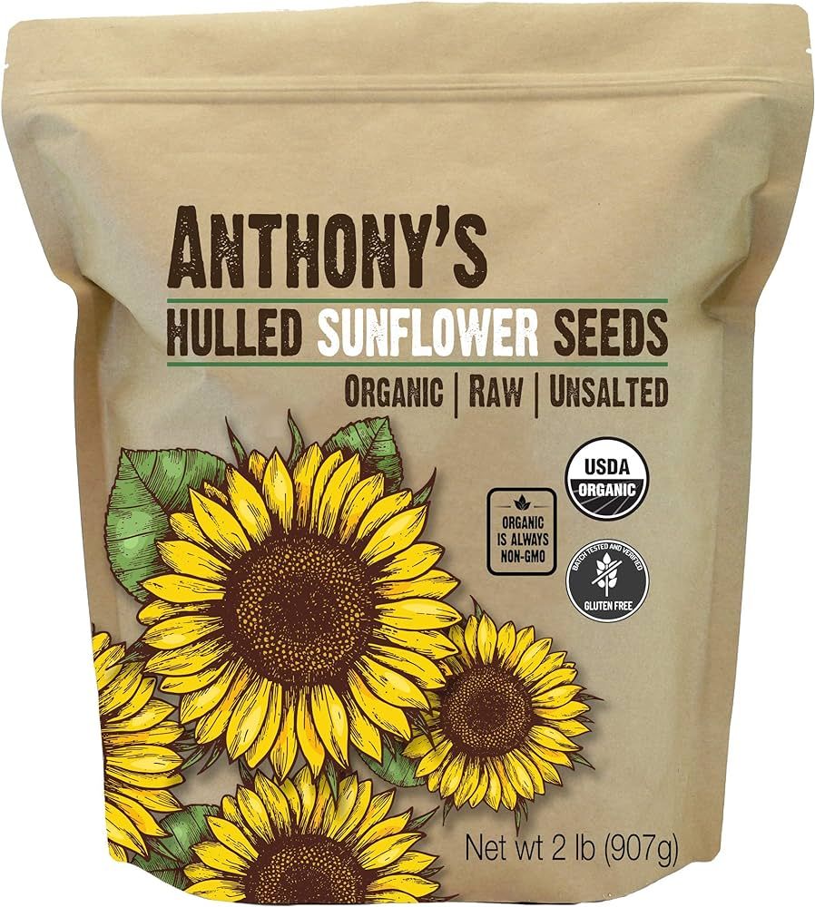 Anthony's Organic Hulled Sunflower Seeds, 2 lb, Raw, Unsalted, Batch Tested and Gluten Free, Keto... | Amazon (US)