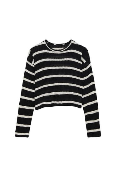 PULL MAILLE OVERSIZE NOIR RAYURES | PULL and BEAR FR