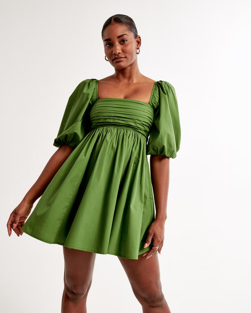 Emerson Ruched Puff Sleeve Mini Dress | Abercrombie & Fitch (US)