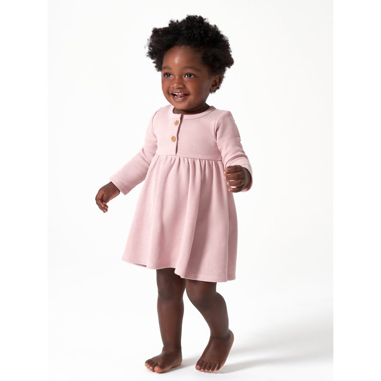 Modern Moments by Gerber Baby Girl Waffle Long Sleeve Dress & Diaper Cover Outfit Set, 2 Piece, S... | Walmart (US)