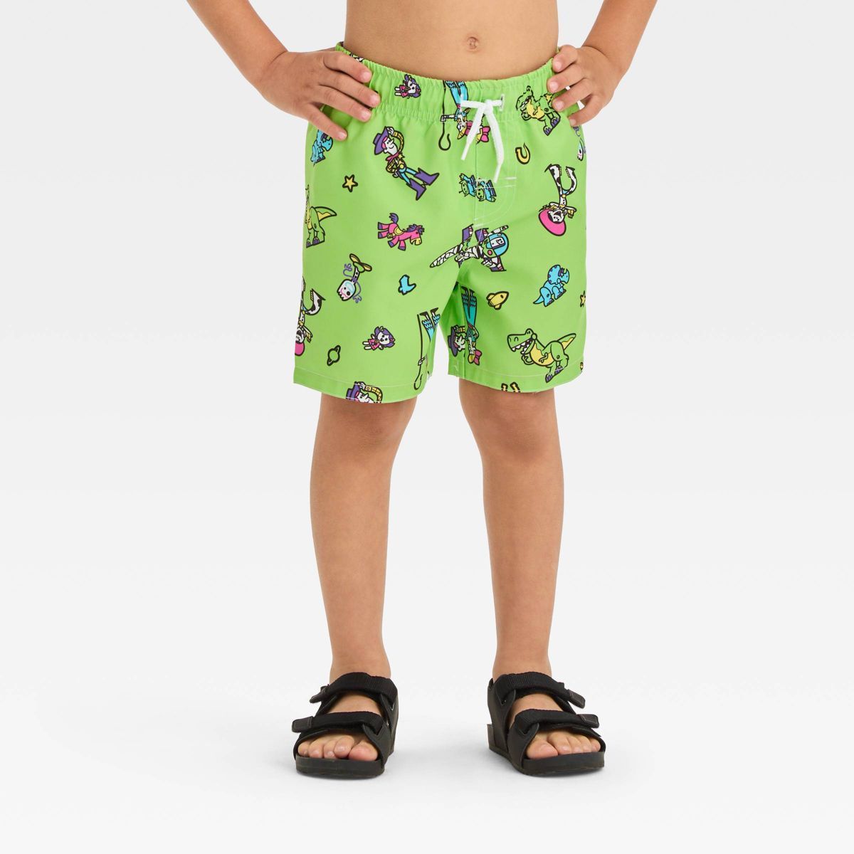 Toddler Boys' Disney Toy Story Swim Shorts - Green | Target