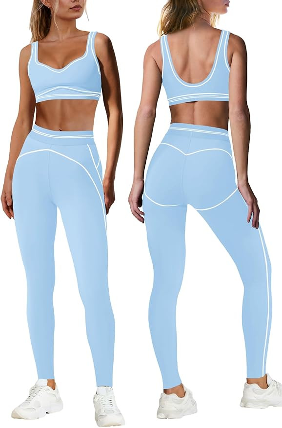 Nirovien Womens 2 Piece Workout Sets Athletic Yoga Sets Pilates Gym Outfits Butt Lifting Leggings... | Amazon (US)