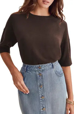 Splendid Georgie Short Sleeve Sweater in Java Brown at Nordstrom, Size X-Large | Nordstrom
