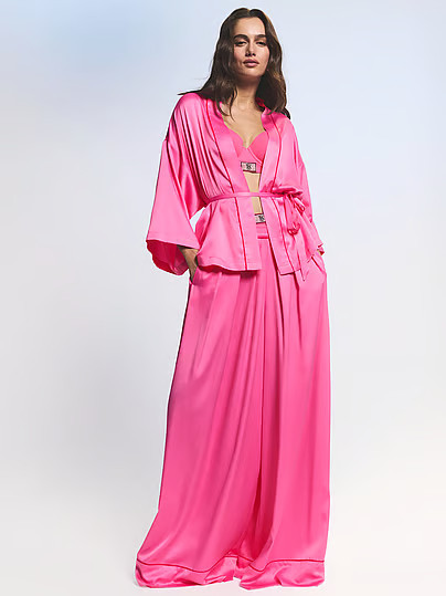 Glazed Satin Mini Robe, Pink, Xlxxl - Women's Robes - Victoria's Secret | Victoria's Secret (US / CA )