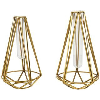 Gold Stainless Steel Geometric Test Tube Vase Set By Ivory And Iris | 6.2 x 6.3 x 10.9 | Michaels® | Michaels Stores