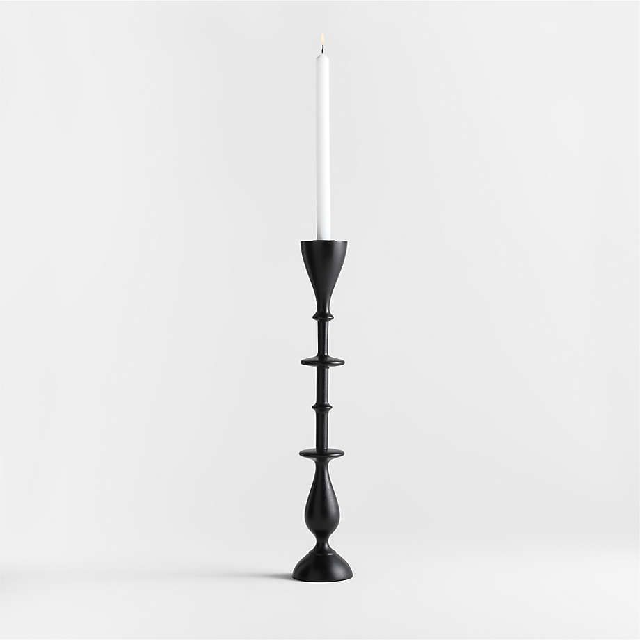 Vantaa Black Taper Holder 9.25" + Reviews | Crate & Barrel | Crate & Barrel