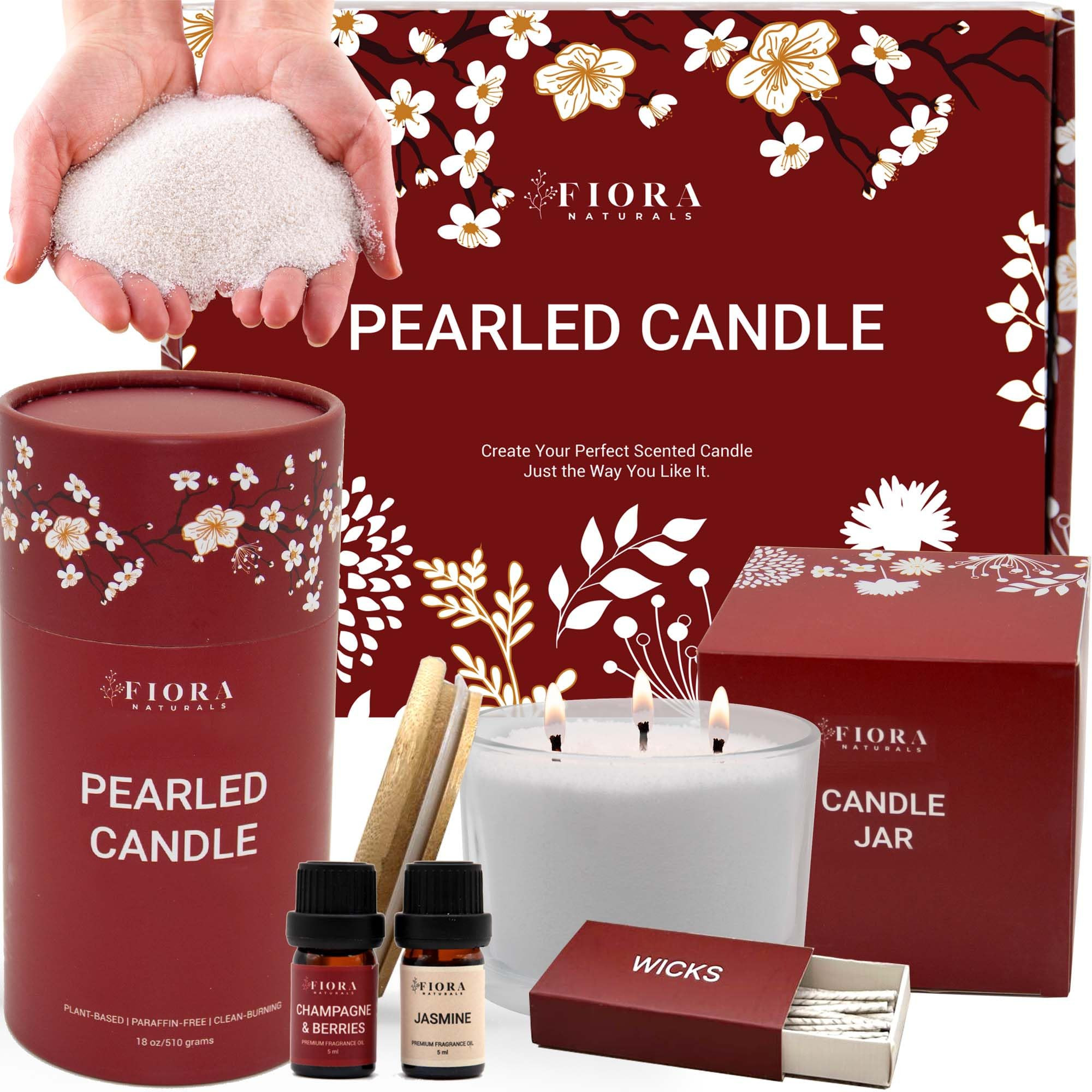 Pearled Candle Sand Gift Set - 18oz Sand Wax, 30 Wicks, 2X Natural Fragrance Oils + Free Large Gl... | Amazon (US)
