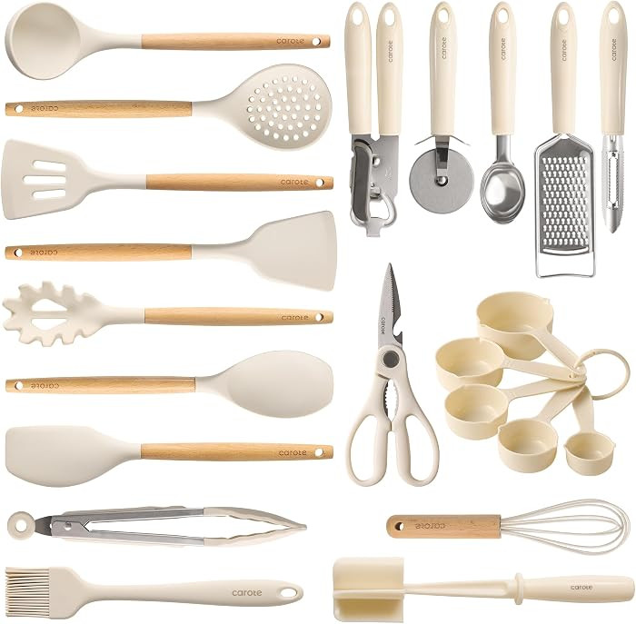 CAROTE 22pcs Silicone Cooking Utensils Set, 446\u00b0F Heat Resistant Kitchen Utensils Gadgets Se... | Amazon (US)