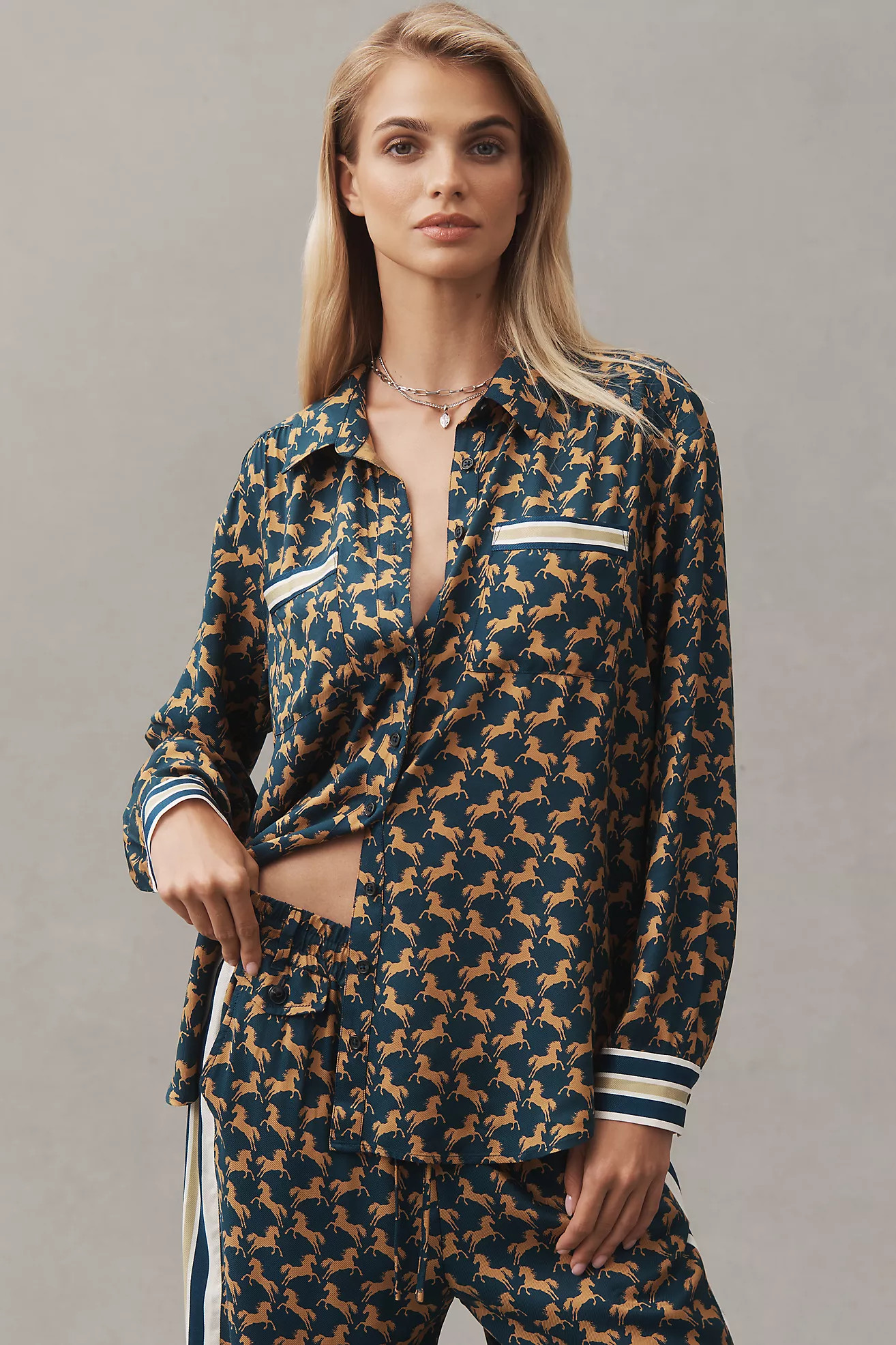 Maeve Silky Shirt Blouse | Anthropologie (US)