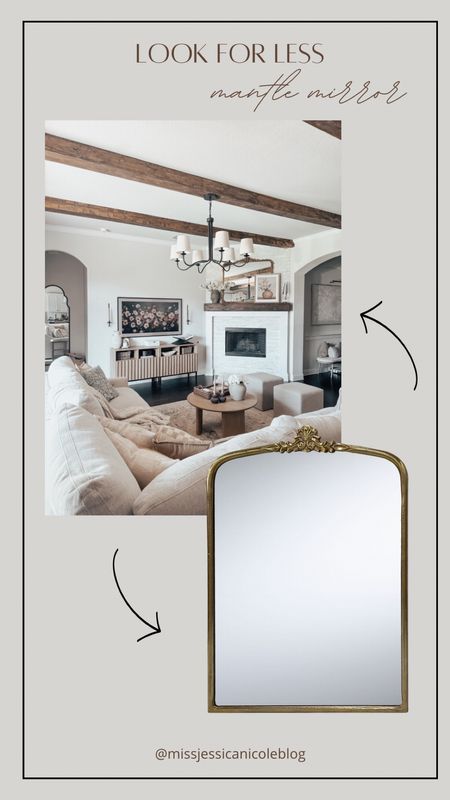 Mantle mirror, Anthropologie dupe, look for less, gold ornate mirror, vintage look, living room decor 

#LTKhome