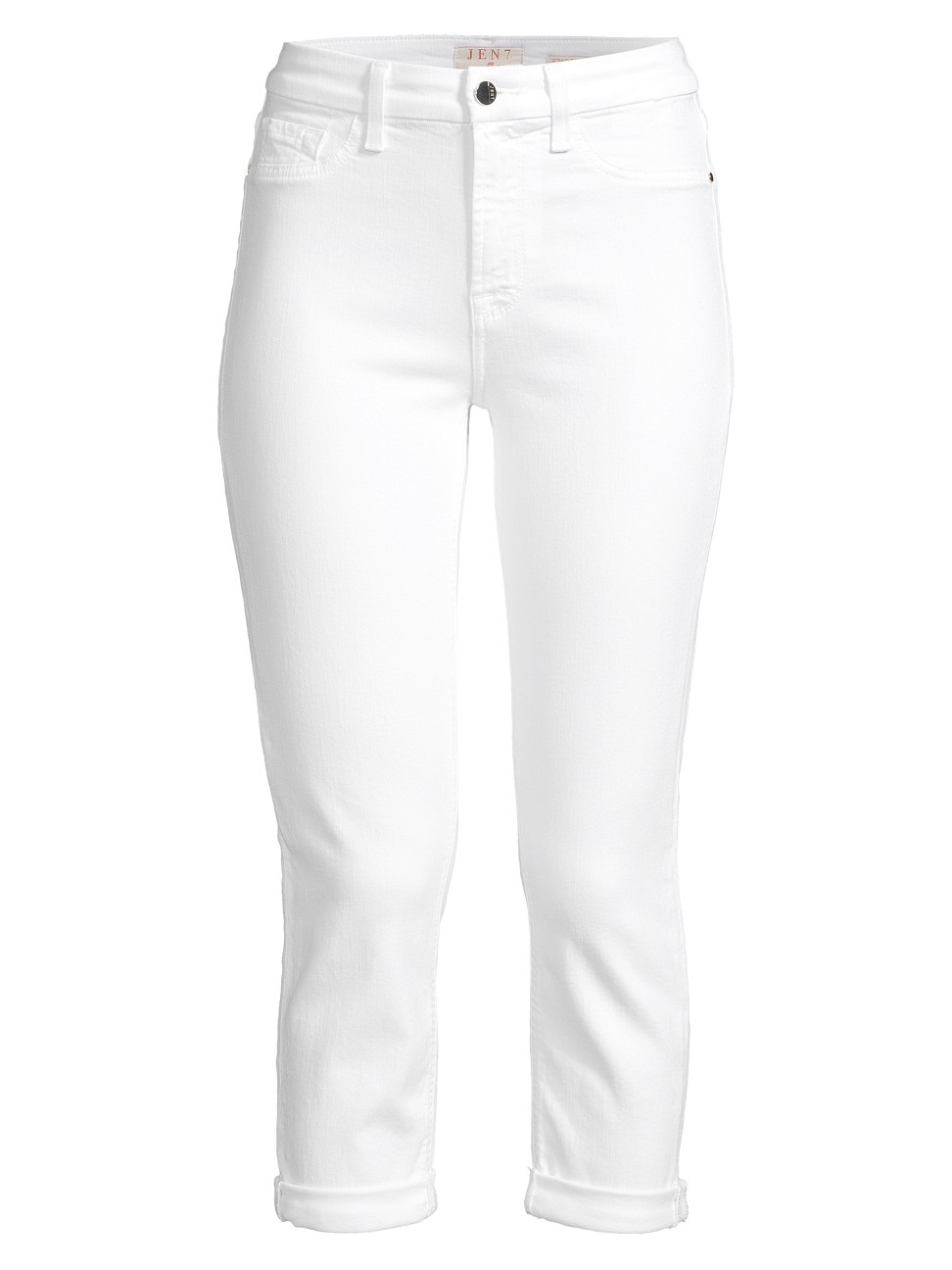 Jen7 Women's Crop & Roll Straight-Leg Jeans - White Denim - Size 10 | Saks Fifth Avenue