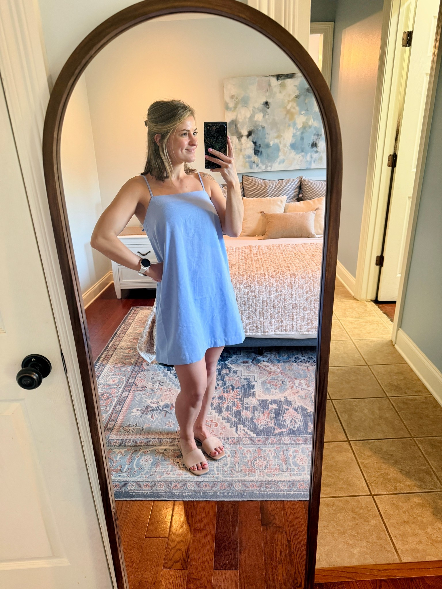 Cutest little blue summer dress- great for date night, church, or girls night! 🫶🏼

#LTKPetite #LTKootd #LTKmomlife