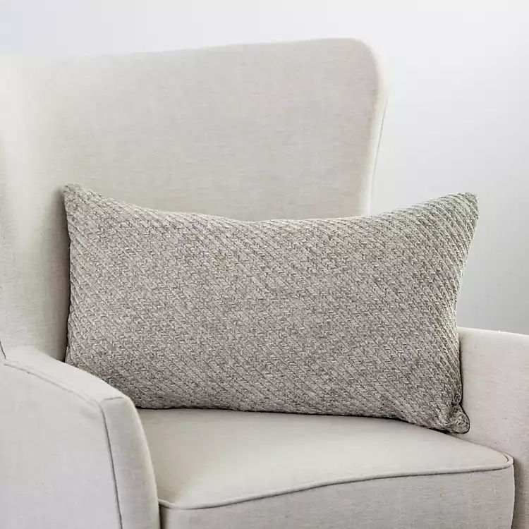 New! Light Sage Chenille Herringbone Lumbar Pillow | Kirkland's Home