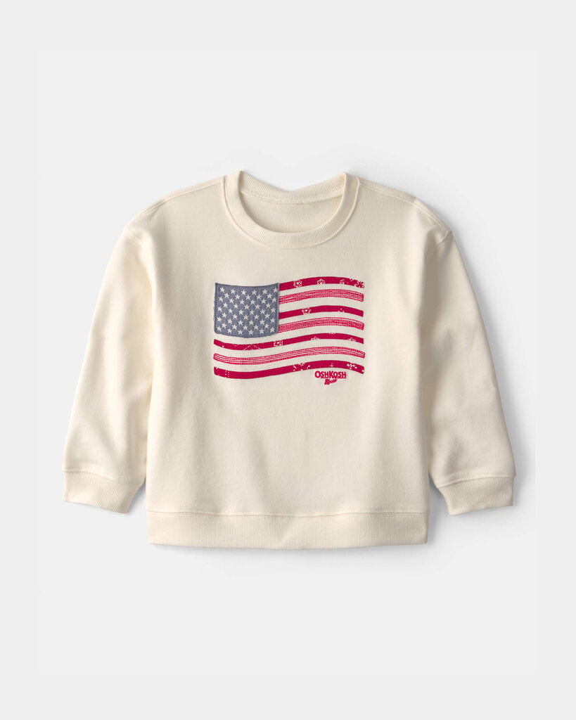 OshKosh B'gosh Toddler American Flag French Terry Pullover Sweatshirt 2T Cream | Carter's Inc