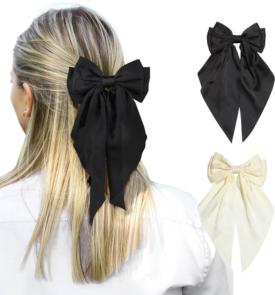 FOSROM 2 Pcs Hair Bows for Girls Hair Ribbons for Woman Girls Hair Bows for Women Ribbon for Hair... | Amazon (US)