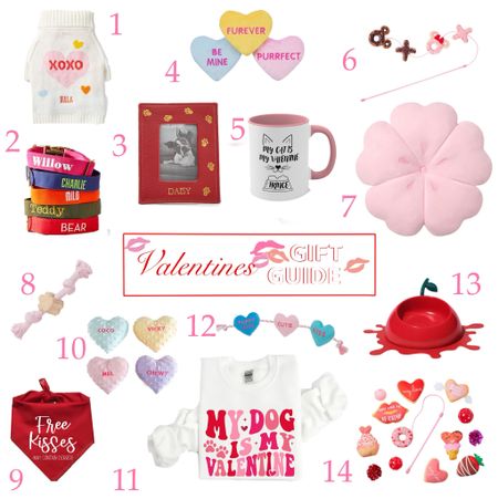 Whether you are a dog mom or car mom, or want to celebrate the animal lover in your life here are some gift ideas for your pet or their pet parent. 

1. Dog Valentine Sweater
2. Dog Collars 
3. Dog Picture Frame
4. Dog Valentine Chew Toys
5. Cat Mom Mug
6. Catnip Toy
7. Dog/Cat Flower Bed
8. Dog Floral Rope Toy
9. Free Kisses Dog/Cat Bandana
10. Dog Candy Toy
11. My Dog is My Valentine Sweatshirt
12. Candy Hearts Rope Toy Squeaker
13. Cherry Dog and Cat Water or Food Bowl
14. Catnip Valentine Variety Pack

#valentinesday #valentinesdaygifts #valentinesdaygiftideas #vday
 #vdaygifts  #vdaygiftideas  #vday #gifts #giftideas #pet #dogmusthaves #dogstyle #dogaccessories #dogfits #petgiftsideas #doggiftideas #catmom #dogmom #catgiftideas #catgifts


#LTKfindsunder50 #LTKGiftGuide #LTKSeasonal