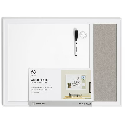 U Brands 17''x 23'' Minimal Deco Frame Combination Board Gray Linen/White | Target