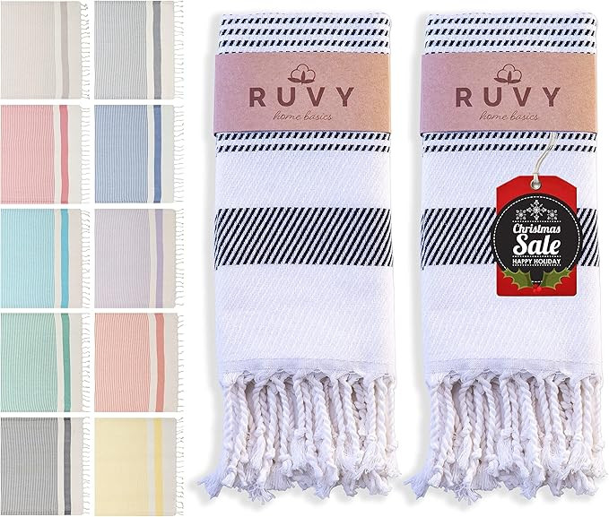 Ruvy Home Basics Turkish Hand Towels for Bathroom Set of 2 | 18"x40", 100% Cotton | Bathroom Hand... | Amazon (US)