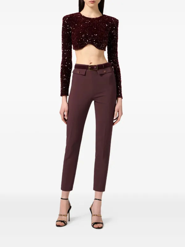 Elisabetta Franchi double-crêpe Zip Trousers | Brown | FARFETCH | Farfetch Global
