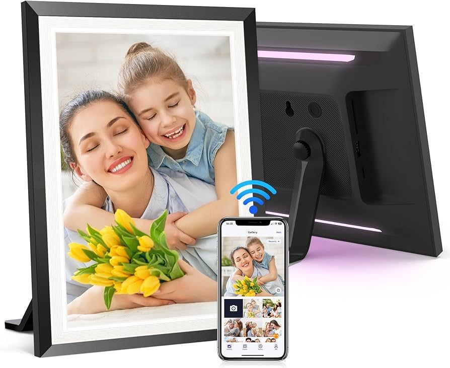 BIGASUO 10.1 Inch WiFi Digital Picture Frame with LED Light, 1280*800 HD Touch Screen Electronic ... | Amazon (US)