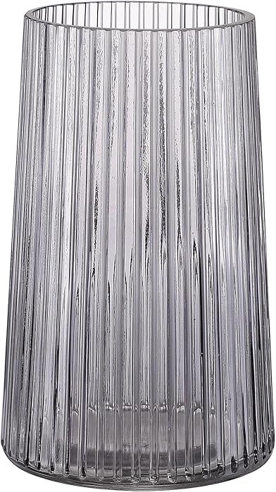 Black Glass Vase for Flower, Flower Vase for Bouquet, Modern Glass Vases, Ribbed Vases for Living... | Amazon (US)
