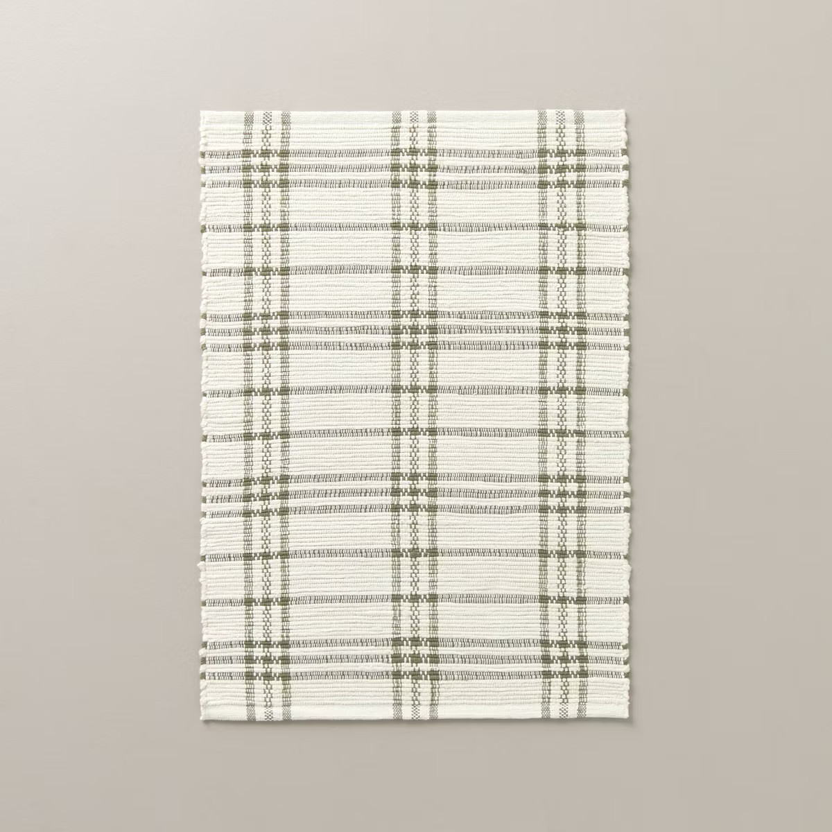 Tri-Stripe Plaid Handmade Woven Area Rug Green/Cream - Hearth & Hand™ with Magnolia | Target